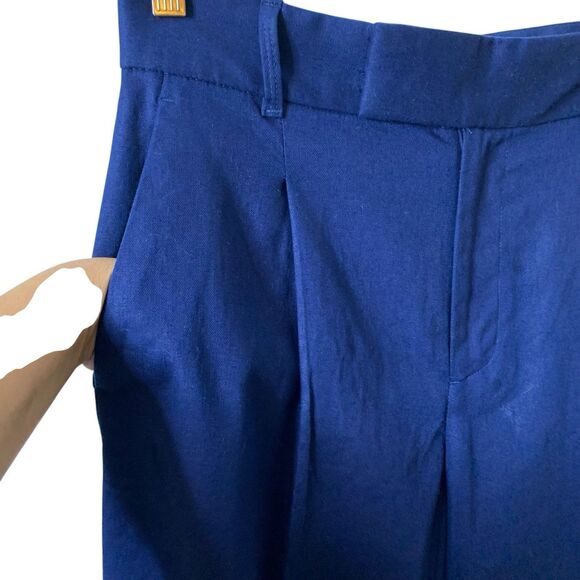 Banana Republic Linen Blend Pant Wide Leg Pleated Navy High-Rise Size 6 Petite - Picture 4 of 12